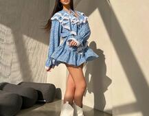 Сукня з квітковим принтом декорована мереживом    Сукня з квітковим принтом декорована мереживом    | PUSHKA SHOP