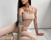 Трикотажный комплект: корсетный топ на косточках + леггинсы Трикотажный комплект: корсетный топ на косточках + леггинсы | PUSHKA SHOP