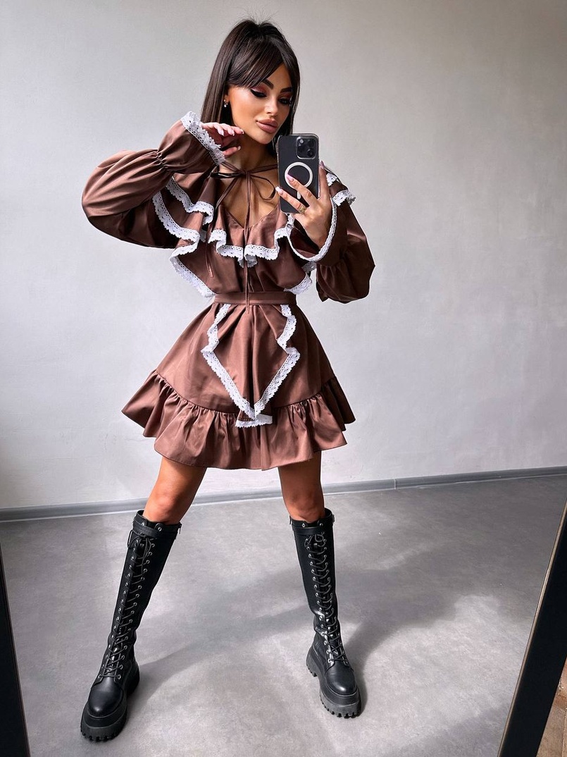 Котонова сукня декорована мереживом    Котонова сукня декорована мереживом    | PUSHKA SHOP