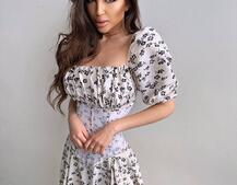 Сукня міді з розрізом в квітковий принт + прозорий корсет  | PUSHKA SHOP