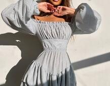 Блискуча сукня з воланами та шнурівкою на спинці Блискуча сукня з воланами та шнурівкою на спинці | PUSHKA SHOP