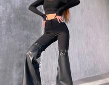 Штани-кльош  з металевими застібками   Штани-кльош  з металевими застібками   | PUSHKA SHOP