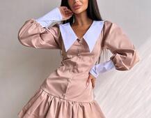 Котонова сукня з рюшами на гудзиках зі шнурівкою на спинці Котонова сукня з рюшами на гудзиках зі шнурівкою на спинці | PUSHKA SHOP