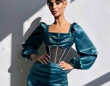 Комплект: корсет, декорований стразами + спідниця міні з драпіруванням   Ручна робота  Комплект: корсет, декорований стразами + спідниця міні з драпіруванням   Ручна робота  | PUSHKA SHOP