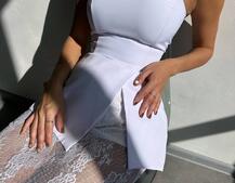 Комплект: піджак + блуза з баской + мереживна спідниця-шорти  Комплект: піджак + блуза з баской + мереживна спідниця-шорти  | PUSHKA SHOP