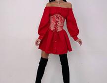 Приталена сорочка на плічках+  мереживний корсет Приталена сорочка на плічках+  мереживний корсет | PUSHKA SHOP