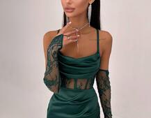 Комплект: корсет, декорований мереживом   + рукавички+ спідниця міні з драпіруванням   Комплект: корсет, декорований мереживом   + рукавички+ спідниця міні з драпіруванням   | PUSHKA SHOP