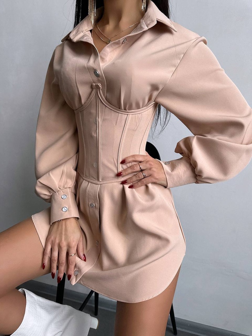 Приталена сорочка + корсет  | PUSHKA SHOP