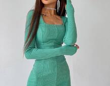 Платье-мини с квадратным вырезом  Платье-мини с квадратным вырезом  | PUSHKA SHOP