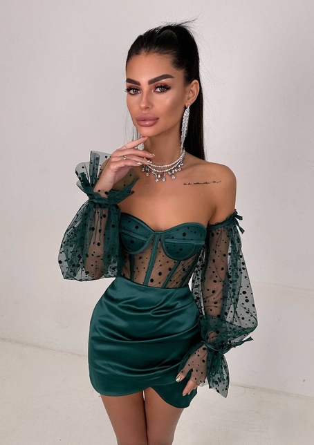 Улюблений комплект в новому виконанні: корсет бюстьє з об’ємними рукавами + спідниця міні Улюблений комплект в новому виконанні: корсет бюстьє з об’ємними рукавами + спідниця міні | PUSHKA SHOP