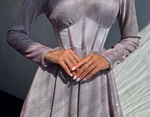 Приталена блискуча сукня з корсетною вставкою та пишною спідницею-сонцем | PUSHKA SHOP