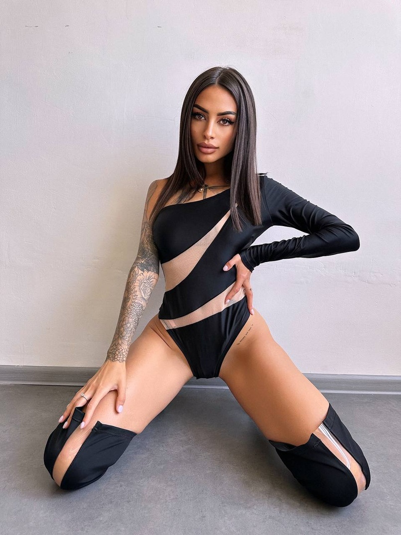 Боді на одне плече із вставками сітки Боді на одне плече із вставками сітки | PUSHKA SHOP