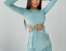 Трикотажное облегающее платье с завязками  Трикотажное облегающее платье с завязками  | PUSHKA SHOP