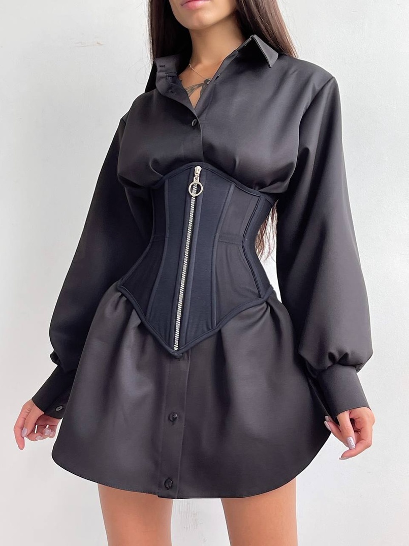 Приталена сорочка + корсет з блискавкою Приталена сорочка + корсет з блискавкою | PUSHKA SHOP