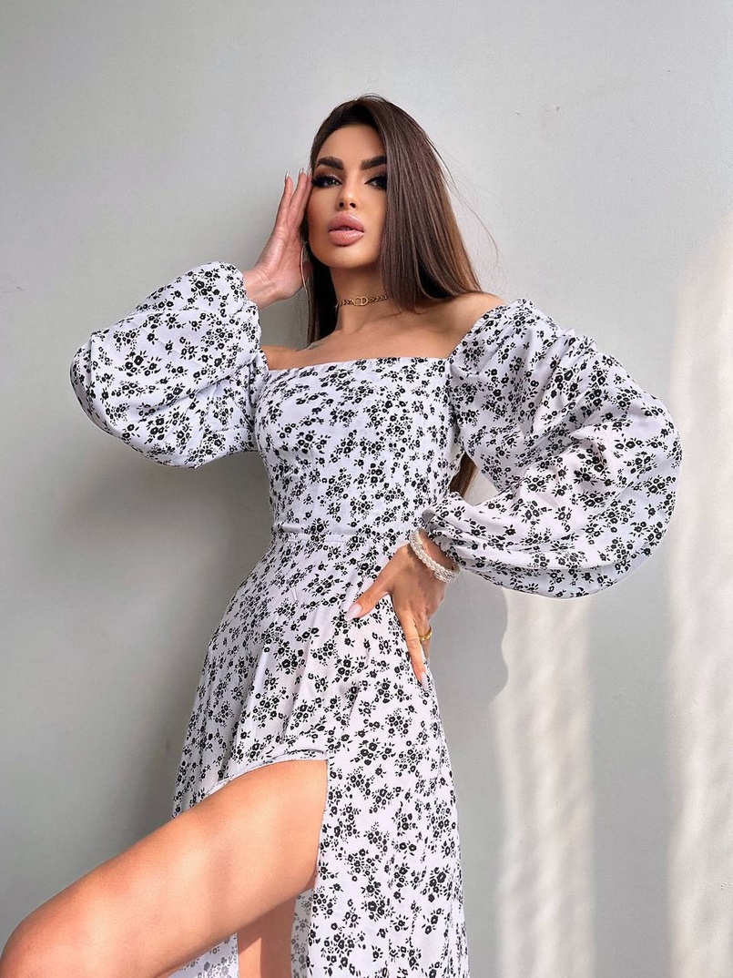 Улюблена сукня-міді зі шнурівкою на спинці та розрізом на ніжці | PUSHKA SHOP