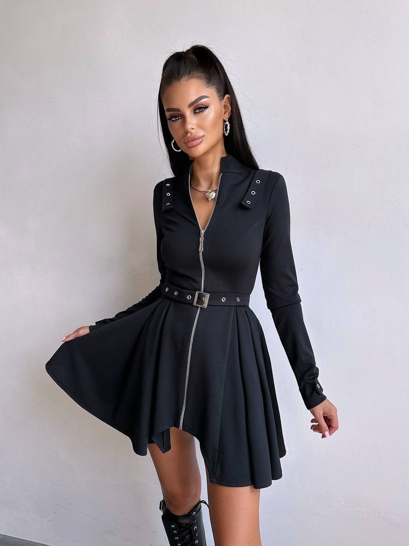 Сукня з пишною спідницею і поясом | PUSHKA SHOP