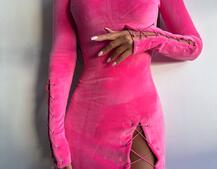 Оксамитова сукня міді зі шнурівкою Оксамитова сукня міді зі шнурівкою | PUSHKA SHOP