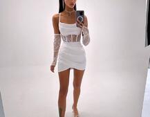 Комплект: корсет, декорований мереживом   + рукавички+ спідниця міні з драпіруванням   Комплект: корсет, декорований мереживом   + рукавички+ спідниця міні з драпіруванням   | PUSHKA SHOP