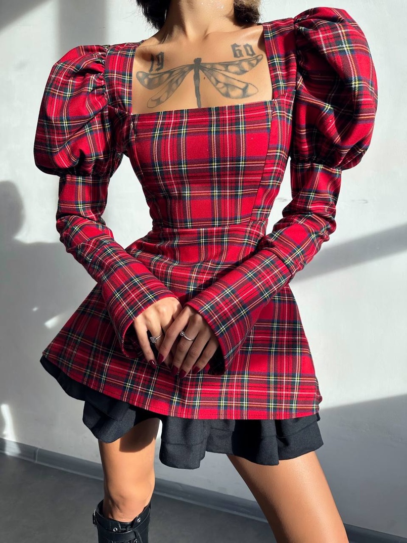 Сукня з об'ємними рукавами + спідниця з воланами Сукня з об'ємними рукавами + спідниця з воланами | PUSHKA SHOP