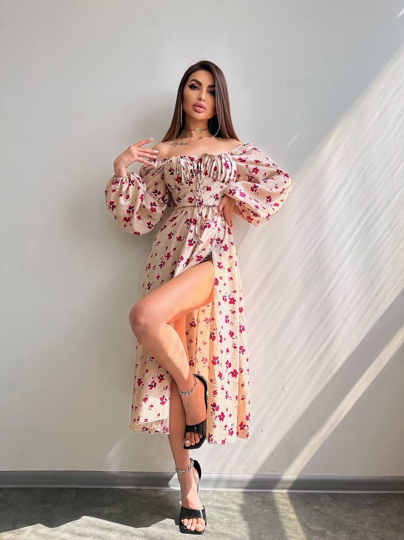 Сукня міді з квітковим принтом  Сукня міді з квітковим принтом  | PUSHKA SHOP