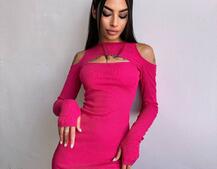 Трикотажна сукня з зав’язкою на ніжку   | PUSHKA SHOP