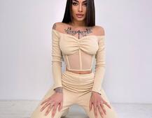 Комплект : штани кльош і топ з елементами корсету  Комплект : штани кльош і топ з елементами корсету  | PUSHKA SHOP