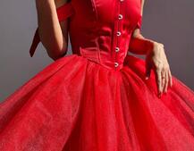 Атласна корсетна сукня міні з гачками та пишною фатиновою спідницею  Атласна корсетна сукня міні з гачками та пишною фатиновою спідницею  | PUSHKA SHOP