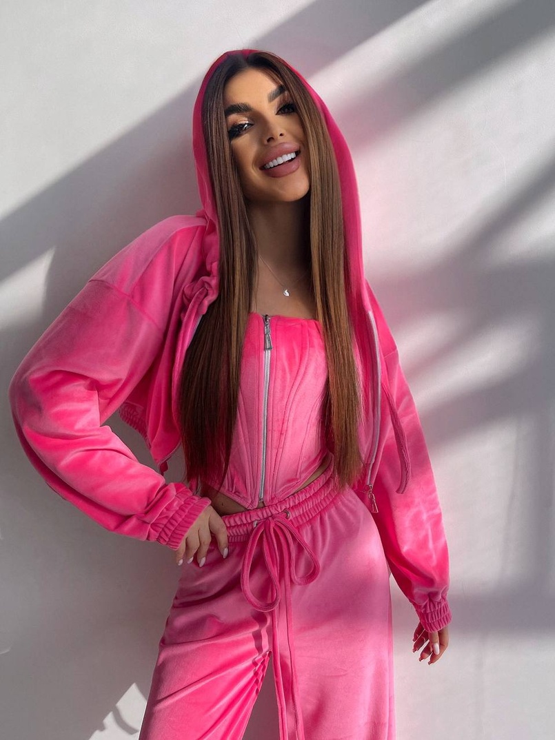 Велюровий комплект трійка: кофта + корсет на блискавці+ штани Велюровий комплект трійка: кофта + корсет на блискавці+ штани | PUSHKA SHOP