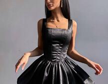 Атласна корсетна сукня міні  | PUSHKA SHOP