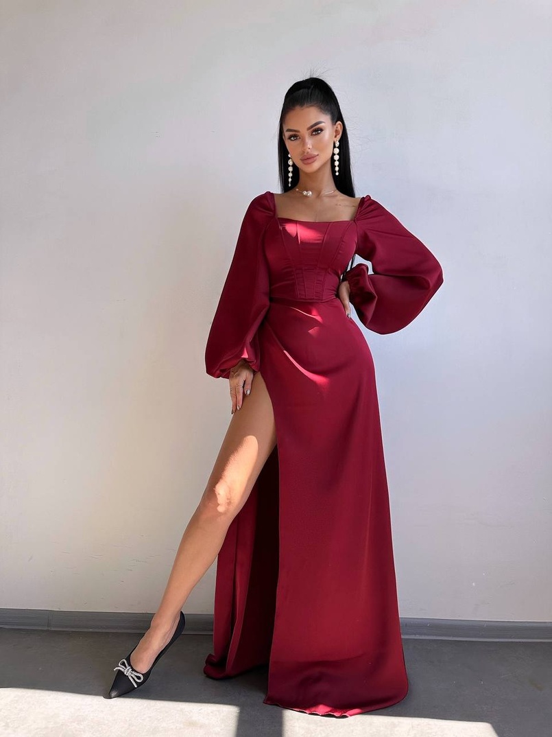 Атласний комплект: корсет + спідниця максі з драпіруванням Атласний комплект: корсет + спідниця максі з драпіруванням | PUSHKA SHOP