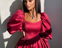 Сукня з обʼємними рукавами та спідницею балоном  Сукня з обʼємними рукавами та спідницею балоном  | PUSHKA SHOP