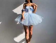 Атласна корсетна сукня міні з гачками та пишною фатиновою спідницею  Атласна корсетна сукня міні з гачками та пишною фатиновою спідницею  | PUSHKA SHOP