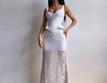 Вишуканий комплект із мереживного корсета та спідниці міді  | PUSHKA SHOP