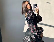 Комплект: сукня з квітковим принтом + корсет з еко-шкіри   | PUSHKA SHOP