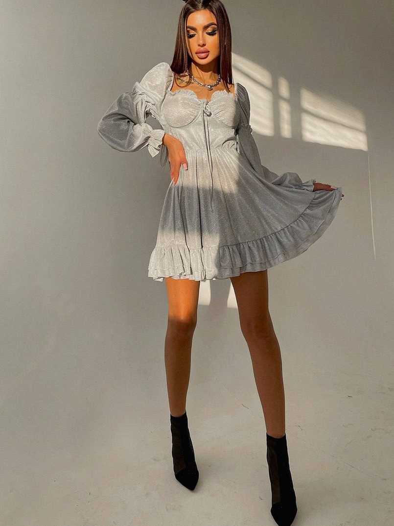 Блискуча сукня з оборками та чашками з ефектом push up Блискуча сукня з оборками та чашками з ефектом push up | PUSHKA SHOP