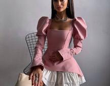 Сукня з об'ємними рукавами + спідниця з воланами | PUSHKA SHOP