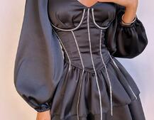 Комплект: сукня з подвійною спідницею + корсет, декорований стразами    Комплект: сукня з подвійною спідницею + корсет, декорований стразами    | PUSHKA SHOP