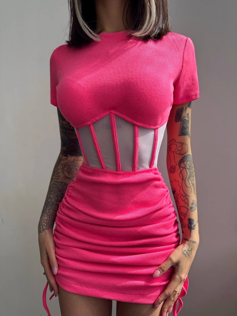 Сукня-міні  з елементами корсету  Довжину спідниці можна регулювати  | PUSHKA SHOP