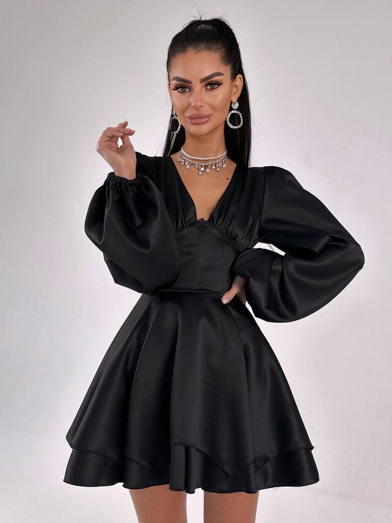 Атласна корсетна сукня  з пишною подвійною спідницею  Атласна корсетна сукня  з пишною подвійною спідницею  | PUSHKA SHOP