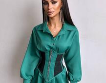 Приталена сорочка + корсет з блискавкою  Приталена сорочка + корсет з блискавкою  | PUSHKA SHOP