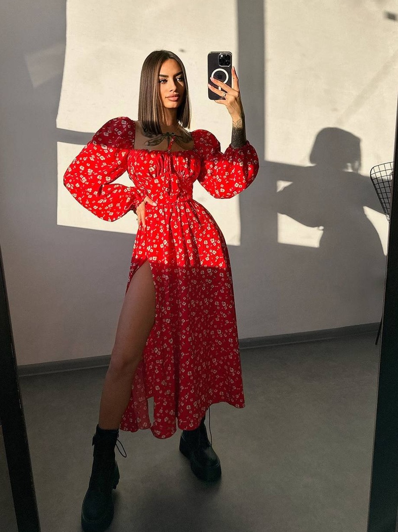 Улюблена сукня-міді зі шнурівкою на талії  Улюблена сукня-міді зі шнурівкою на талії  | PUSHKA SHOP