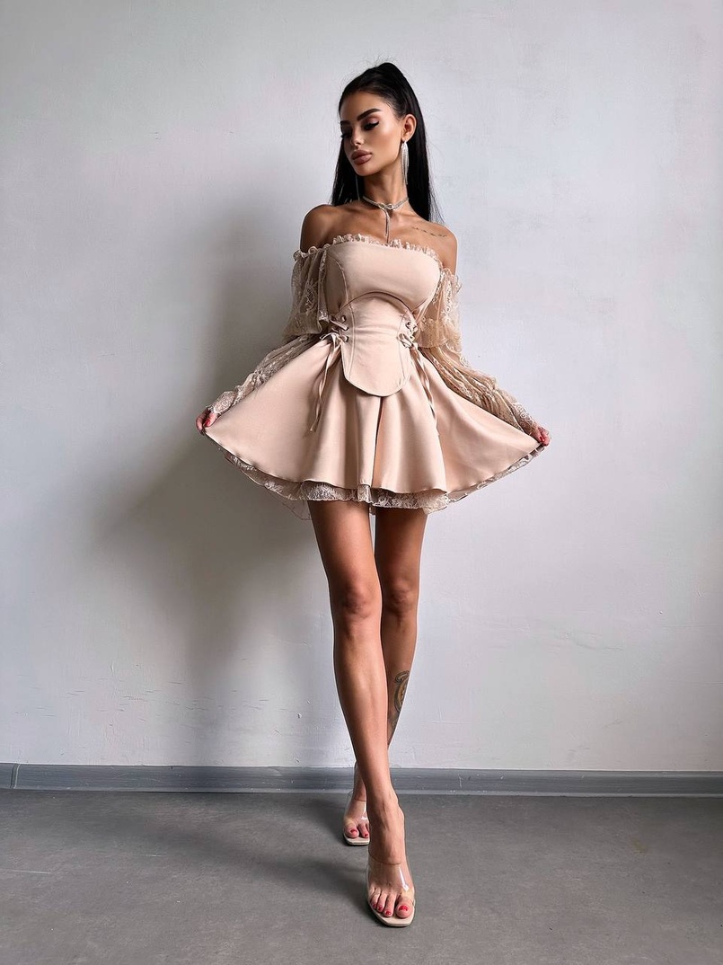 Сукня з корсетом декорована мереживом  Сукня з корсетом декорована мереживом  | PUSHKA SHOP