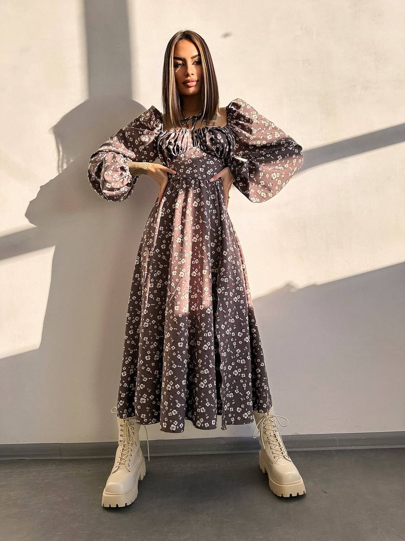 Улюблена сукня-міді зі шнурівкою на талії  Улюблена сукня-міді зі шнурівкою на талії  | PUSHKA SHOP