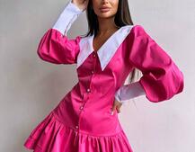 Котонова сукня з рюшами на гудзиках зі шнурівкою на спинці Котонова сукня з рюшами на гудзиках зі шнурівкою на спинці | PUSHKA SHOP