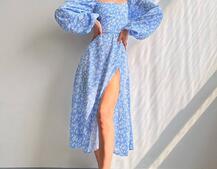 Улюблена сукня-міді зі шнурівкою на спинці та розрізом на ніжці | PUSHKA SHOP