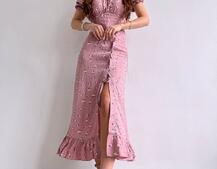 Квіткова сукня з воланами та шнуровкою на ніжці Квіткова сукня з воланами та шнуровкою на ніжці | PUSHKA SHOP