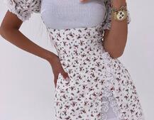 Сукня з квітковим принтом декорована мереживом  Сукня з квітковим принтом декорована мереживом  | PUSHKA SHOP