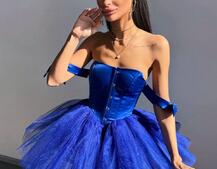 Атласна корсетна сукня міні з гачками та пишною фатиновою спідницею  | PUSHKA SHOP