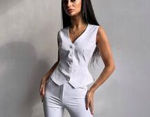 Костюм: піджак на підкладці, штани кльош+ жилет  Костюм: піджак на підкладці, штани кльош+ жилет  | PUSHKA SHOP