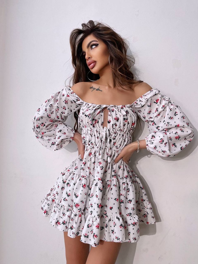 Сукня міні з квітковим принтом  | PUSHKA SHOP